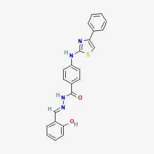 molecular formula C23H18N4O2S B1190991 N'-(2-hydroxybenzylidene)-4-[(4-phenyl-1,3-thiazol-2-yl)amino]benzohydrazide 