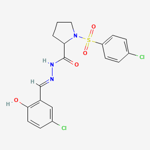 molecular formula C18H17Cl2N3O4S B1190994 N'-(5-chloro-2-hydroxybenzylidene)-1-[(4-chlorophenyl)sulfonyl]-2-pyrrolidinecarbohydrazide 