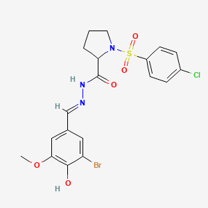 molecular formula C19H19BrClN3O5S B1190996 N'-(3-bromo-4-hydroxy-5-methoxybenzylidene)-1-[(4-chlorophenyl)sulfonyl]-2-pyrrolidinecarbohydrazide 