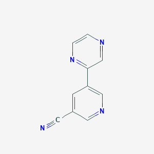 molecular formula C10H6N4 B11910222 5-(Pyrazin-2-yl)nicotinonitrile CAS No. 1346687-25-9