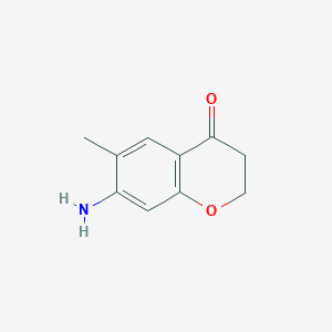 molecular formula C10H11NO2 B11910232 7-Amino-6-methylchroman-4-one 