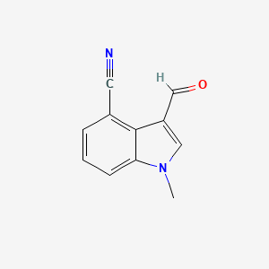 molecular formula C11H8N2O B11910689 3-Formyl-1-methyl-1H-indole-4-carbonitrile 