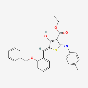 molecular formula C28H25NO4S B1191125 Ethyl 5-[2-(benzyloxy)benzylidene]-4-oxo-2-(4-toluidino)-4,5-dihydro-3-thiophenecarboxylate 