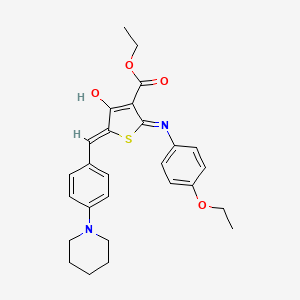 molecular formula C27H30N2O4S B1191134 Ethyl 2-(4-ethoxyanilino)-4-oxo-5-[4-(1-piperidinyl)benzylidene]-4,5-dihydro-3-thiophenecarboxylate 
