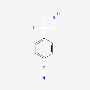molecular formula C10H9FN2 B11911564 4-(3-Fluoroazetidin-3-yl)benzonitrile 