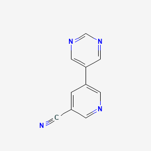 molecular formula C10H6N4 B11911948 5-(Pyrimidin-5-yl)nicotinonitrile CAS No. 1346687-34-0
