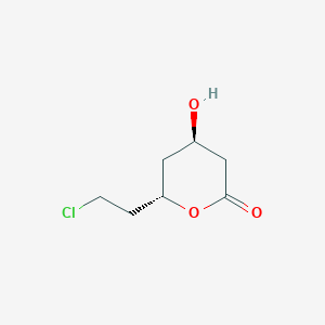molecular formula C7H11ClO3 B11912167 2H-Pyran-2-one, 6-(2-chloroethyl)tetrahydro-4-hydroxy-, (4R,6S)- 