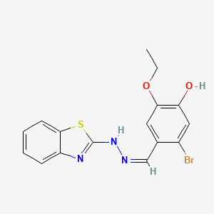 molecular formula C16H14BrN3O2S B1191227 2-Bromo-5-ethoxy-4-hydroxybenzaldehyde 1,3-benzothiazol-2-ylhydrazone 