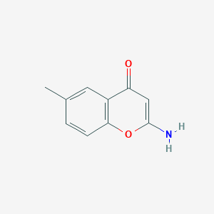 molecular formula C10H9NO2 B11912347 4H-1-Benzopyran-4-one, 2-amino-6-methyl- CAS No. 120869-42-3