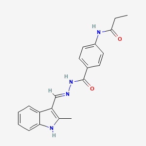 molecular formula C20H20N4O2 B1191256 N-[4-({2-[(2-methyl-1H-indol-3-yl)methylene]hydrazino}carbonyl)phenyl]propanamide 