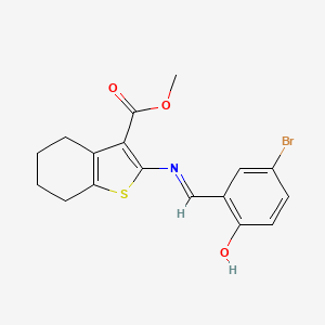 molecular formula C17H16BrNO3S B1191283 methyl 2-[(5-bromo-2-hydroxybenzylidene)amino]-4,5,6,7-tetrahydro-1-benzothiophene-3-carboxylate 