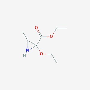 molecular formula C8H15NO3 B11912998 Ethyl 2-ethoxy-3-methylaziridine-2-carboxylate 