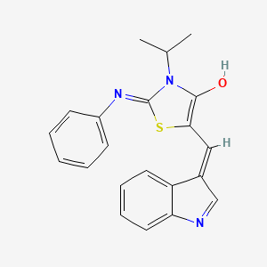 molecular formula C21H19N3OS B1191307 (2Z,5Z)-5-(1H-indol-3-ylmethylidene)-2-(phenylimino)-3-(propan-2-yl)-1,3-thiazolidin-4-one 
