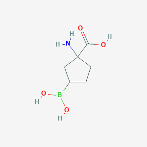 molecular formula C6H12BNO4 B11913295 Cyclopentanecarboxylic acid, 1-amino-3-borono- CAS No. 799842-91-4