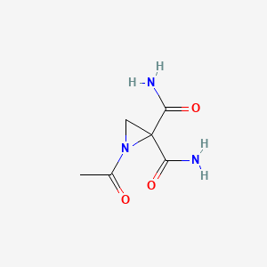 molecular formula C6H9N3O3 B11913466 1-Acetylaziridine-2,2-dicarboxamide 