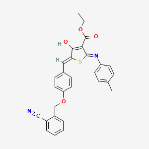 molecular formula C29H24N2O4S B1191352 ethyl (5Z)-5-{4-[(2-cyanobenzyl)oxy]benzylidene}-2-[(4-methylphenyl)amino]-4-oxo-4,5-dihydrothiophene-3-carboxylate 