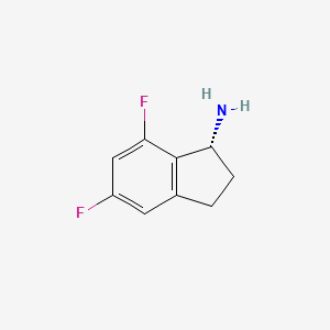 molecular formula C9H9F2N B11913530 (R)-5,7-Difluoro-2,3-dihydro-1H-inden-1-amine 