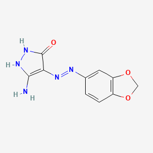 molecular formula C10H9N5O3 B1191471 5-Amino-4-(1,3-benzodioxol-5-ylhydrazo)-3-pyrazolone 