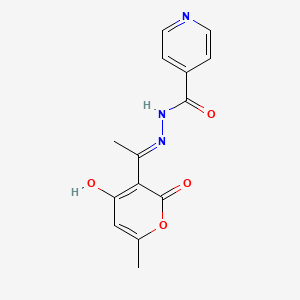 molecular formula C14H13N3O4 B1191491 N'-[1-(4-hydroxy-6-methyl-2-oxo-2H-pyran-3-yl)ethylidene]isonicotinohydrazide 