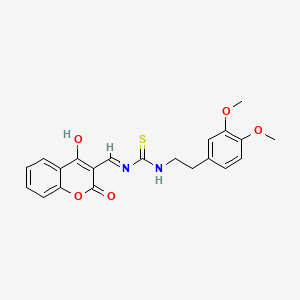 molecular formula C21H20N2O5S B1191518 N-[2-(3,4-dimethoxyphenyl)ethyl]-N'-[(2,4-dioxo-2H-chromen-3(4H)-ylidene)methyl]thiourea 