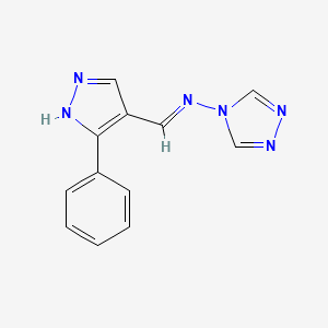 molecular formula C12H10N6 B1191528 N-[(E)-(3-phenyl-1H-pyrazol-4-yl)methylidene]-4H-1,2,4-triazol-4-amine 