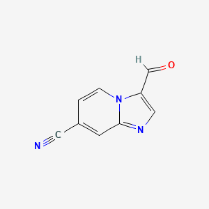 molecular formula C9H5N3O B11915737 3-Formylimidazo[1,2-a]pyridine-7-carbonitrile CAS No. 1019020-22-4