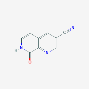 molecular formula C9H5N3O B11915790 8-Oxo-7,8-dihydro-1,7-naphthyridine-3-carbonitrile 