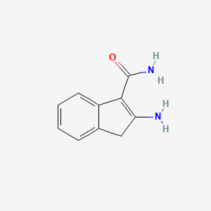 molecular formula C10H10N2O B11916024 2-Amino-1H-indene-3-carboxamide 