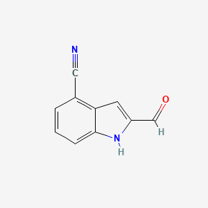molecular formula C10H6N2O B11916958 2-Formyl-1H-indole-4-carbonitrile 