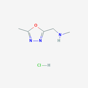 molecular formula C5H10ClN3O B11917664 Methyl[(5-methyl-1,3,4-oxadiazol-2-yl)methyl]amine hydrochloride 