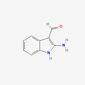 molecular formula C9H8N2O B11918742 2-Amino-1H-indole-3-carbaldehyde 