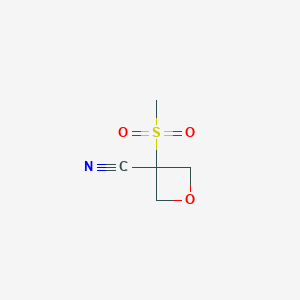 molecular formula C5H7NO3S B11919841 3-(Methylsulfonyl)oxetane-3-carbonitrile 