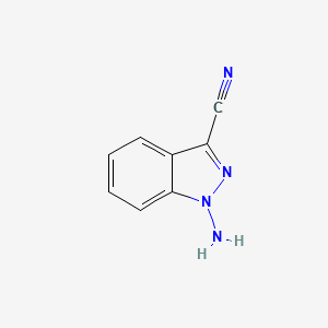 molecular formula C8H6N4 B11919869 1-Amino-1H-indazole-3-carbonitrile CAS No. 116589-59-4