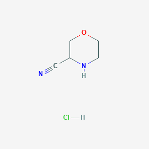 molecular formula C5H9ClN2O B11921054 Morpholine-3-carbonitrile hydrochloride 
