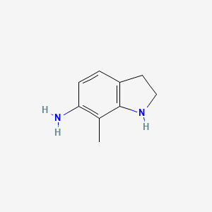 molecular formula C9H12N2 B11921154 7-Methylindolin-6-amine 