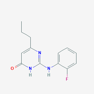 molecular formula C32H42N6O8 B1192135 2-[(2-fluorophenyl)amino]-6-propylpyrimidin-4(3H)-one 