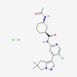 molecular formula C22H29Cl2N5O2 B1192197 (1S,3R)-3-acetamido-N-[5-chloro-4-(5,5-dimethyl-4,6-dihydropyrrolo[1,2-b]pyrazol-3-yl)pyridin-2-yl]cyclohexane-1-carboxamide;hydrochloride 