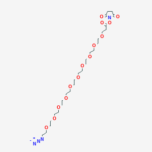 molecular formula C27H48N4O14 B1192230 Azido-PEG10-NHS ester 