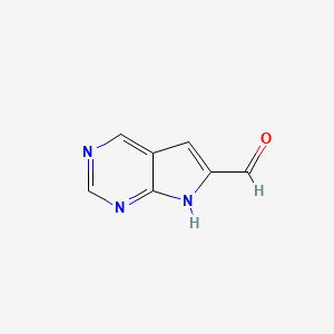 molecular formula C7H5N3O B11922373 7H-Pyrrolo[2,3-d]pyrimidine-6-carbaldehyde 