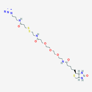 molecular formula C27H48N8O7S3 B1192316 Biotin-PEG3-SS-azide 