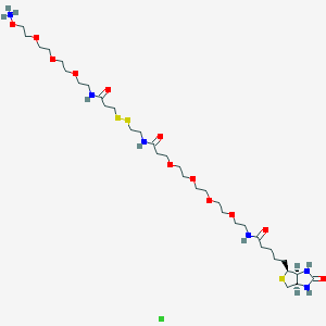 molecular formula C34H65ClN6O12S3 B1192318 Biotin-PEG4-SS-NH-PEG3-oxyamine HCl salt 