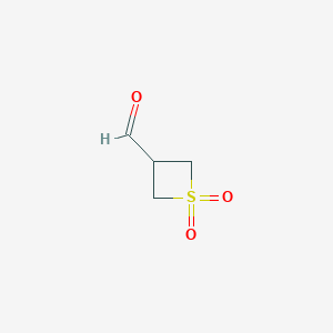 molecular formula C4H6O3S B11923938 1,1-Dioxothietane-3-carbaldehyde 