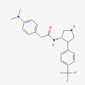 molecular formula C22H27F2N3O B1192442 N-[(3S)-4-[4-(1,1-difluoroethyl)phenyl]pyrrolidin-3-yl]-2-[4-(dimethylamino)phenyl]acetamide 
