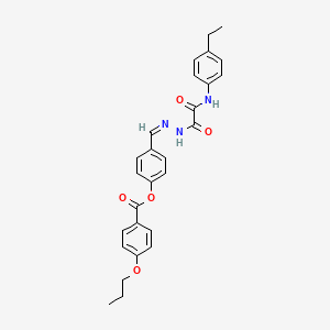 molecular formula C27H27N3O5 B11926983 4-((2-(2-((4-Ethylphenyl)amino)-2-oxoacetyl)hydrazono)methyl)phenyl 4-propoxybenzoate CAS No. 767312-05-0