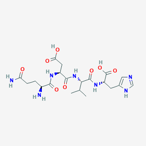 molecular formula C20H31N7O8 B119273 (3S)-4-[[(2S)-1-[[(1S)-1-Carboxy-2-(1H-imidazol-5-yl)ethyl]amino]-3-methyl-1-oxobutan-2-yl]amino]-3-[[(2S)-2,5-diamino-5-oxopentanoyl]amino]-4-oxobutanoic acid CAS No. 157876-49-8