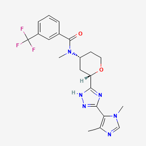 molecular formula C21H23F3N6O2 B11927444 N-[(2S,4R)-2-[3-(3,5-dimethylimidazol-4-yl)-1H-1,2,4-triazol-5-yl]oxan-4-yl]-N-methyl-3-(trifluoromethyl)benzamide 