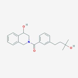molecular formula C21H25NO3 B1192750 2-[3-(3-Hydroxy-3-methylbutyl)benzoyl]-1,2,3,4-tetrahydro-4-isoquinolinol 