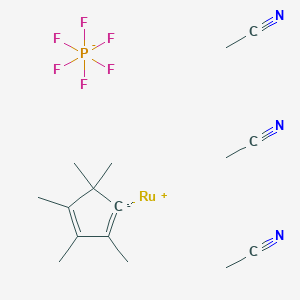 molecular formula C16H24F6N3PRu- B11927624 Tris(acetonitrile)pentamethylcyclopentadienylruthenium(i)hexafluorophosphate 
