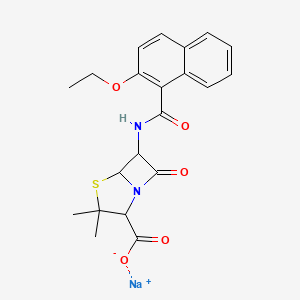 molecular formula C21H21N2NaO5S B11927892 Sodium;6-[(2-ethoxynaphthalene-1-carbonyl)amino]-3,3-dimethyl-7-oxo-4-thia-1-azabicyclo[3.2.0]heptane-2-carboxylate 