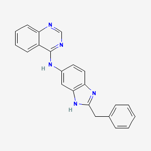 molecular formula C22H17N5 B1192793 N-(2-Benzyl-1H-benzo[d]imidazol-6-yl)quinazolin-4-amine 
